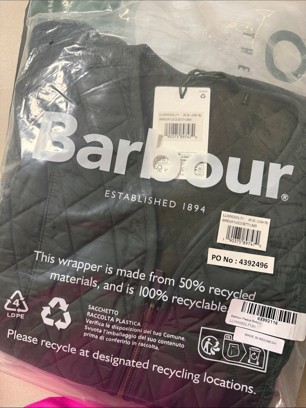 NWT Barbour Olive Quilted Vest - Picture 4 of 4